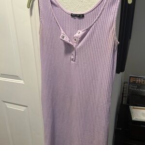 Light Purple Ribbed Sleeveless Dress
